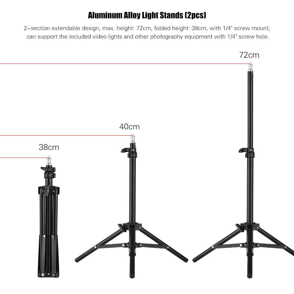 Дешево Набор светодиодных ламп Andoer для видеосъемки, 228 шт., включает светодиодные лампы для видеосъемки, оссветильник ительную стойку, подходящий а...