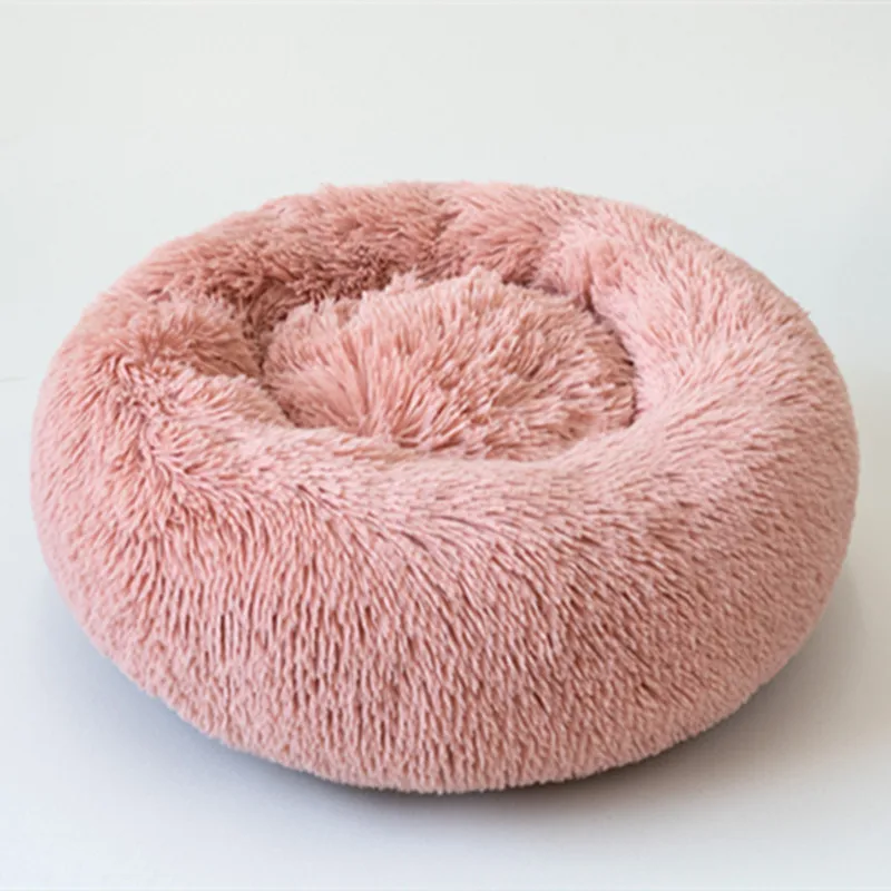 pink Ортопедическая кровать для собак Удобная пончик обнимашка круглая кровать для собаки ультра мягкая моющаяся подушка для собак и кошек кровать для домашних животных Cama Para Cachorro - Цвет: pink