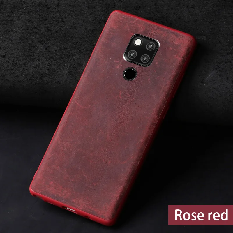 Розово-красный Чехол для телефона huawei mate 20 9 10 Lite P10 P20 Pro Чехол из воловьей кожи винтажная текстура задняя крышка для Honor 8X Max 9 10 ретро чехол s - Цвет: Розово-красный