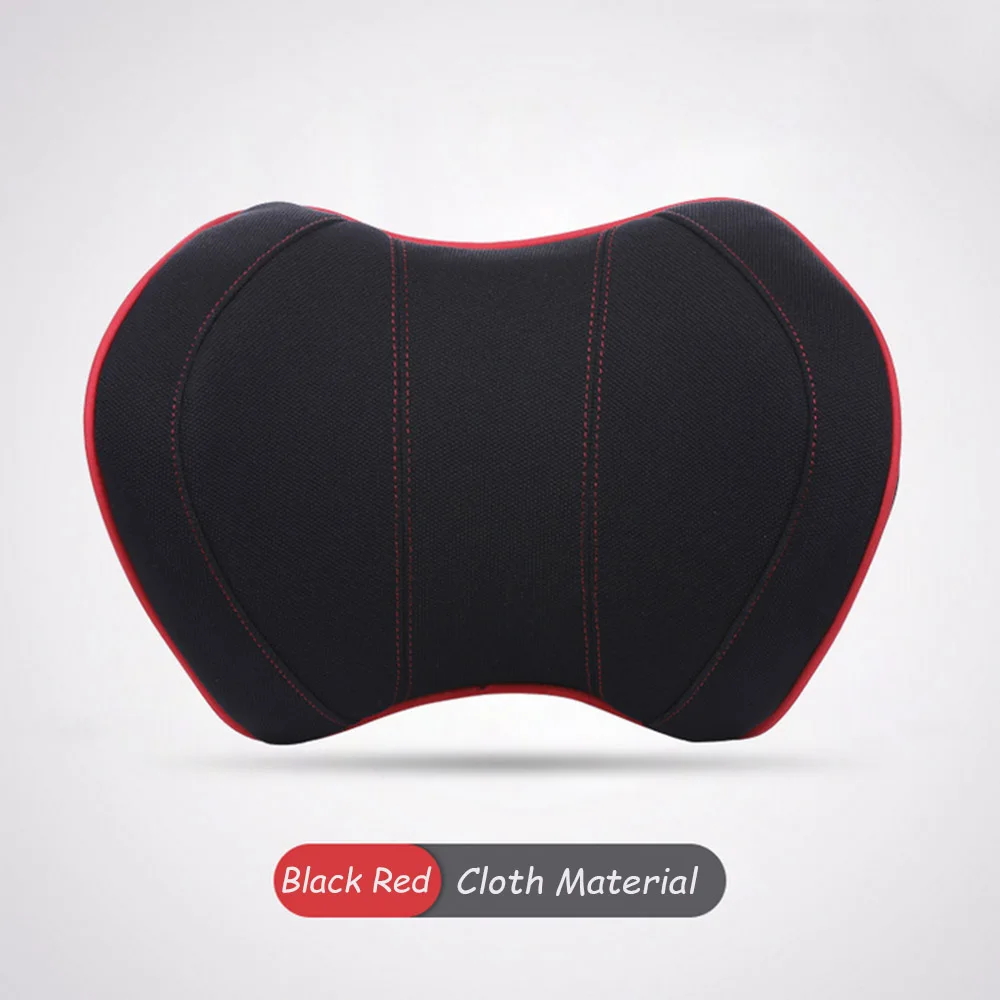 BlackRed-Cloth JINSERTA Автомобильная подушка для шеи из искусственной кожи с эффектом памяти, Автомобильная подушка для сиденья, подушка для спины и шеи, автомобильные аксессуары, подголовник - Цвет: BlackRed-Cloth