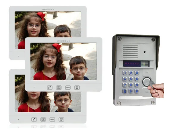 

Видеодомофон ZHUDELE для домашней системы безопасности, металлическая камера с CCD, разблокировка паролем и ID-картой, поддержка IP-Камеры, 10,1 дюйма