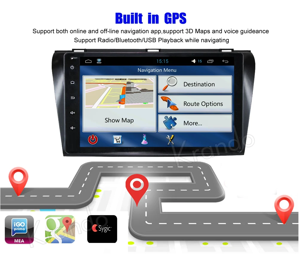 Krando Android 8 1 9 &quotFull Touch (без DVD) автомобильное радио Gps стерео для Mazda 3 2004-2008