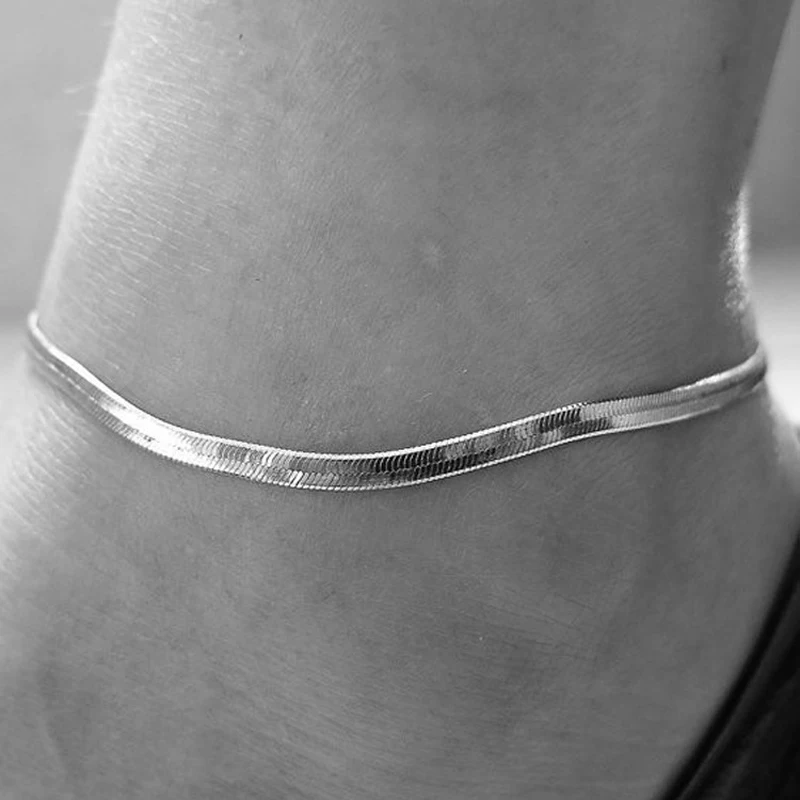 Europe Gold Silver Color Sexy Thin Metal Anklets For Woman Scales Beach Sandal Snake Bone Foot Chain Bracelet Tobillera Jewelry | Украшения