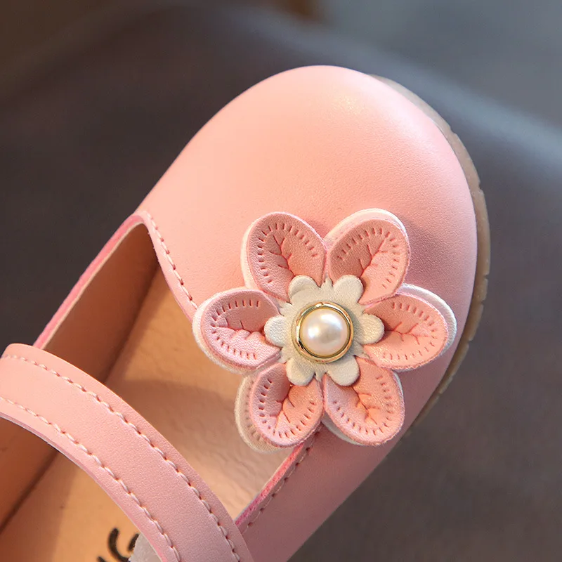 Весенне Осенняя обувь для девочек кожаная с цветочным узором малышей принцессы