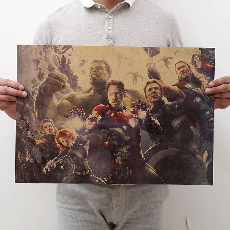 Mling 1 шт., 51,5x36 см, постер из серии Marvel, Мстители, война бесконечности, Ретро плакат, наклейки на стену для гостиной, украшение для дома - Цвет: H10