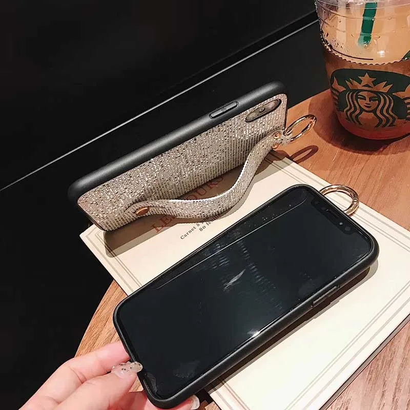 Роскошный мягкий чехол из ТПУ на запястье для iphone 6 6s 7 8 plus X Xs max XR блестящий |