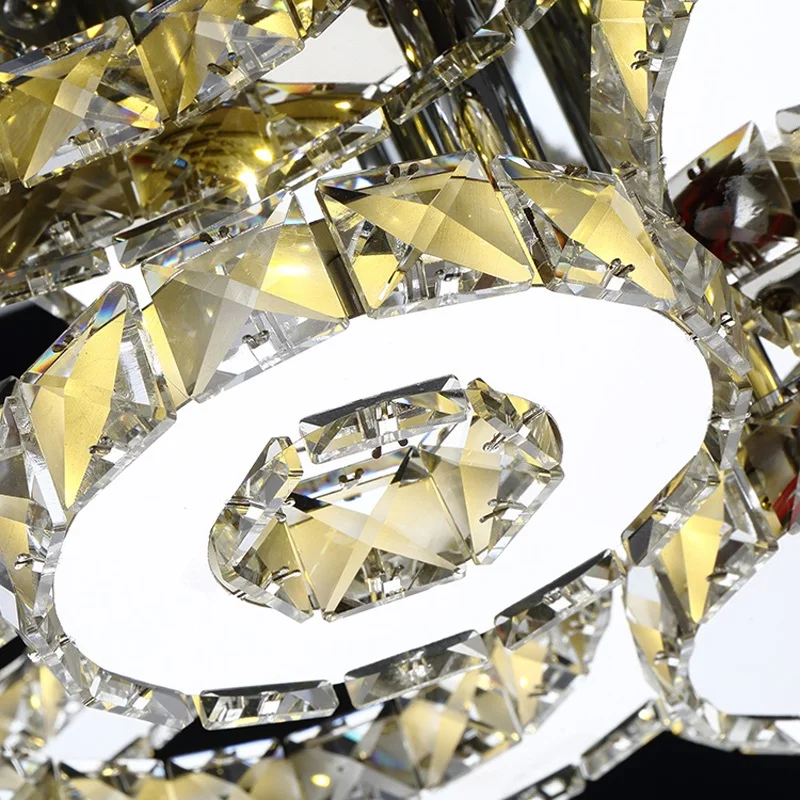 Хромовое кольцо Хрустальный светодиодный потолочный светильник для гостиной