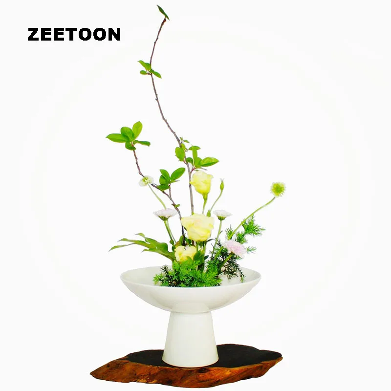 Японский Ikebana Высокая белая чаша керамические контейнеры гидропоники цветочный