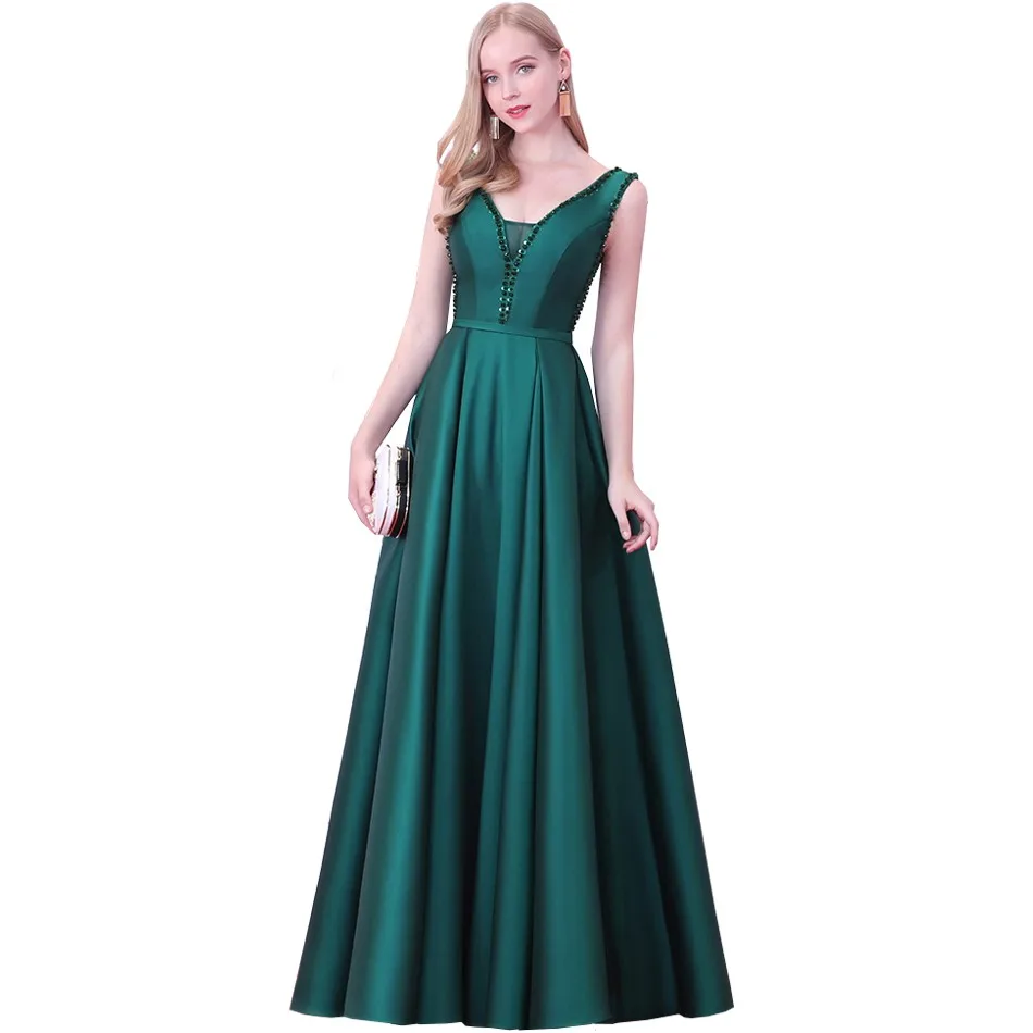 

Beauty Emily Green Beads Evening Dresses 2020 for Women Plus Size A line Wedding Party Prom Dresses Princes