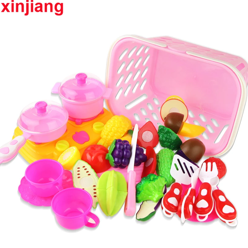 26pcs Kitchen Food Fruit Vegetable Pretend Play Food Toy Cutting Fruit Vegetable Educational Toy Safety Children Kitchen Toys }