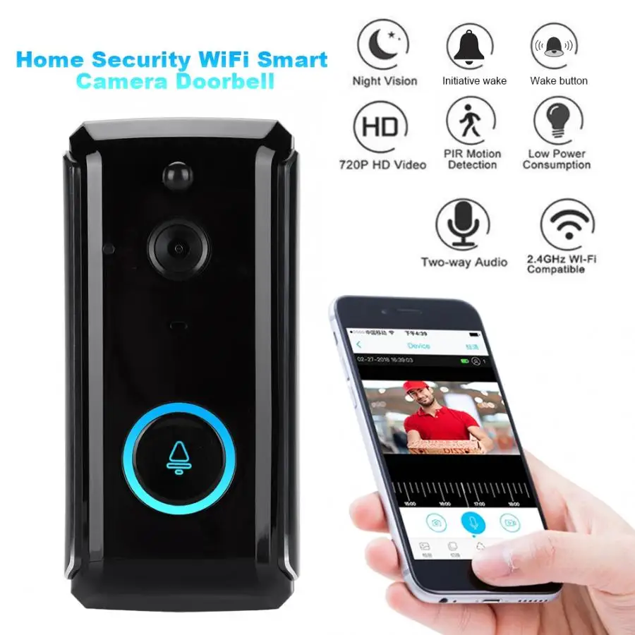 720P беспроводной WiFi HD Смарт камера дверной звонок для домашней безопасности ИК