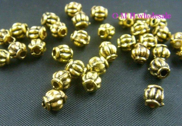 Оптовая продажа Бесплатная доставка 100 шт. золотистые зеркальные бусины OMH
