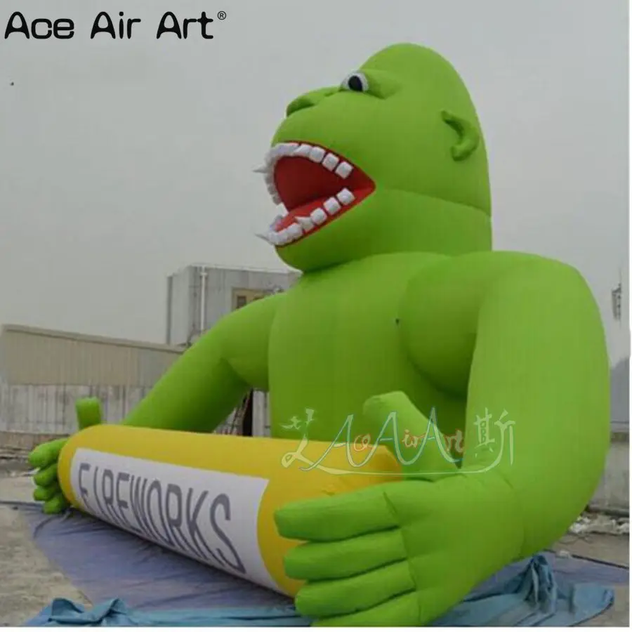 

Outdoor giant green inflatable gorilla animal shape model, inflated ape animal model fireworks for advertising/events