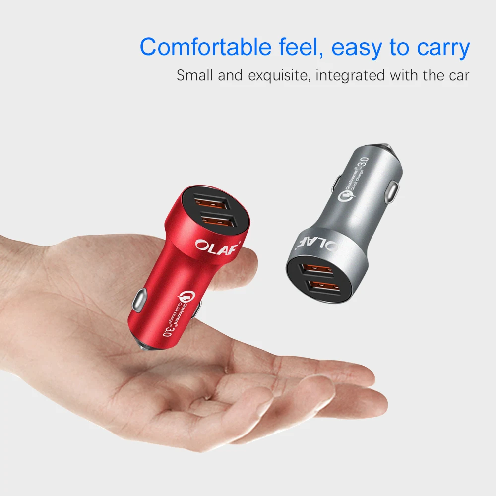 Автомобильное зарядное устройство Olaf Dual USB Quick Charge QC 3 0 Для samsung Xiaomi быстрая смарт