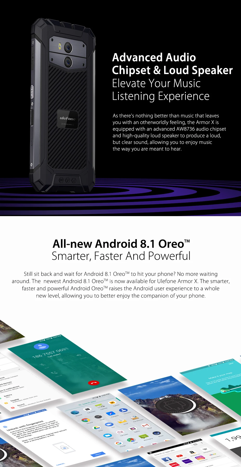 Ulefone Armor X Водонепроницаемый IP68 смартфон 5," HD+ 18:9 четырехъядерный 5500 мАч Android 8,1 2 ГБ+ 16 Гб 13MP NFC Беспроводной зарядный телефон