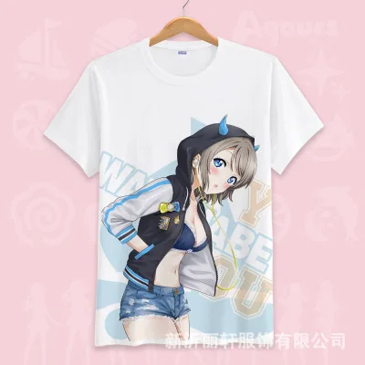 16 Lovelive Солнечный свет футболка короткая футболка с героями из японского аниме «Love Live Nico Yazawa; Косплэй футболка с коротким рукавом летняя футболка с рисунками из мультфильмов ручной работы, топ унисекс футболки Ткань - Цвет: 16