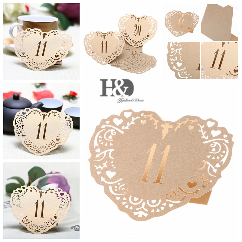 10 шт./компл. Meakin Love Heart настольные карты с цифрами от 11 до 20 деревенские Свадебные