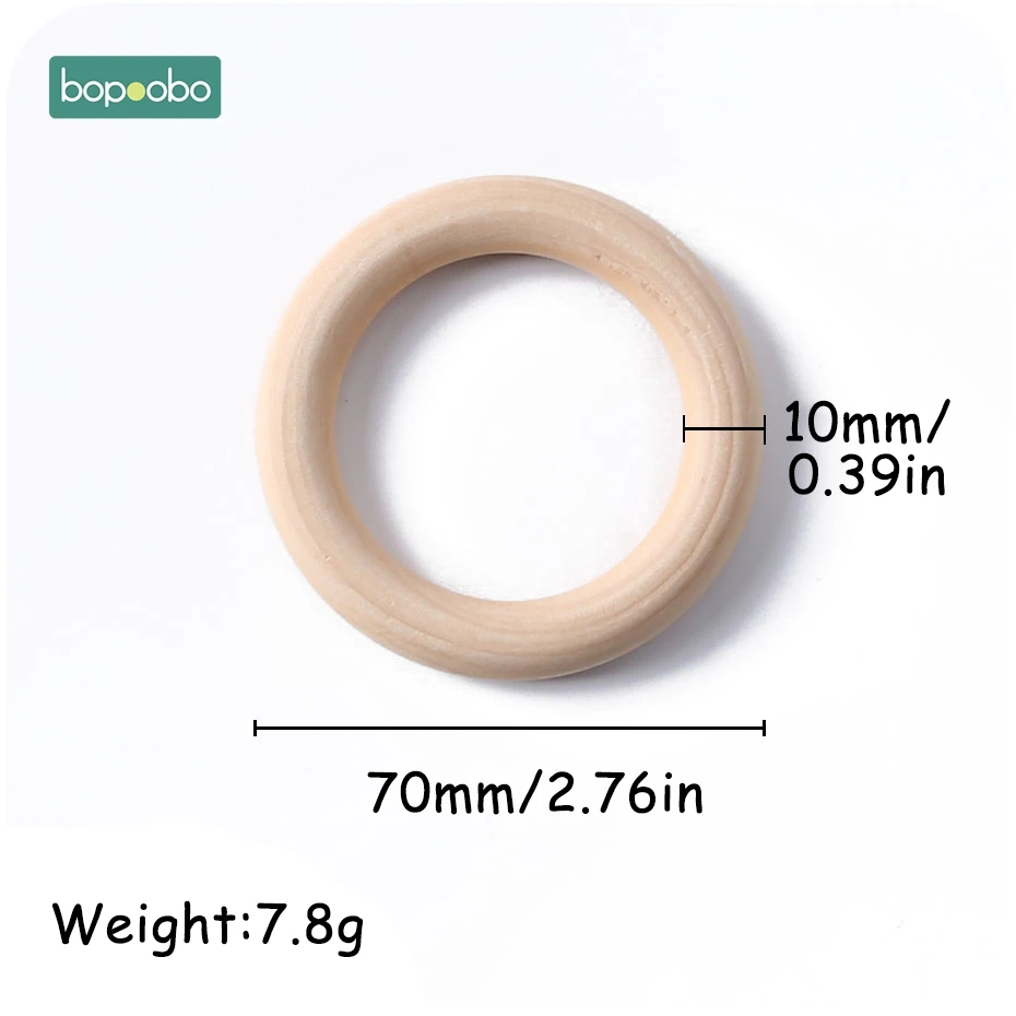 70-10mm Maple Ring Bopoobo 20 шт. деревянный прорезыватель, персонализированное деревянное кленовое кольцо, игрушки для новорожденных, детские деревянные кольца для тренажерного зала, деревянное кольцо для прорезывания зубов - Цвет: 70-10mm Maple Ring