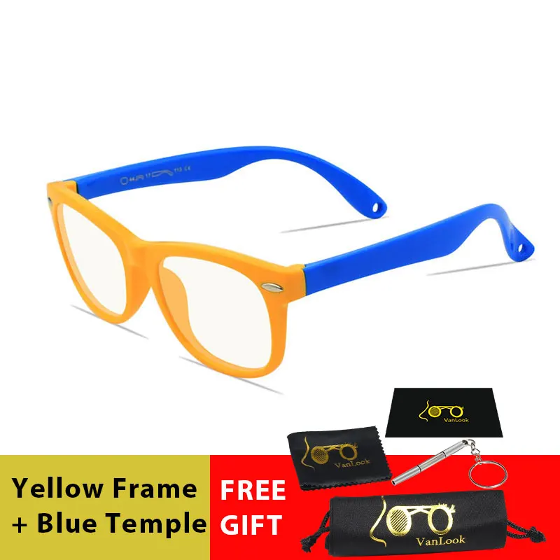 Yellow Blue Vanlook Дети экран очки игровой синий светильник Блокировка защитный компьютер для мальчиков девочек ребенок Kacamata анти радиус силиконовый - Цвет оправы: Yellow Blue