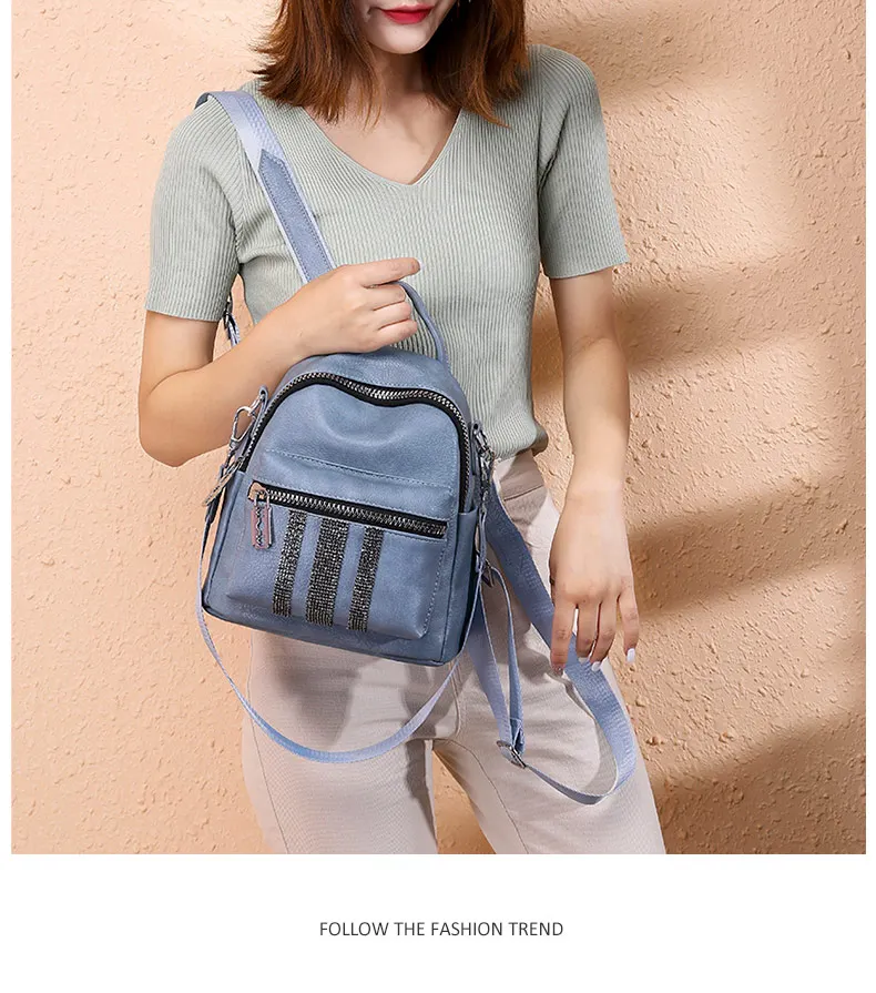 Высококачественная сумка через плечо из искусственной кожи, женский рюкзак, Женский мини рюкзак для путешествий, одноцветная Противоугонная сумка с бриллиантами XA435H
