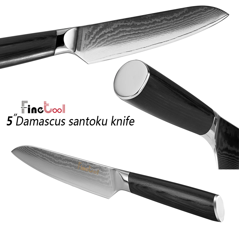 Дамасский нож шеф повара 67 слоев VG10 Дамасская сталь 5 дюймовый Santoku Pakka деревянная