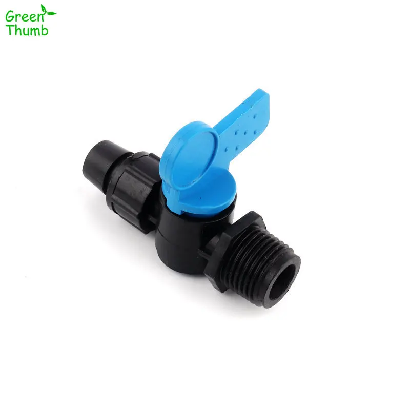 

2 шт., наружная резьба 1/2 "/3/4"-16 мм, полиэтиленовый соединитель, прямой клапан с капельной лентой для системы орошения сада, синий