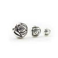 top antique silver color beads 5mm 7mm 9mm with round rose flower for bracelets jewelry making 50pcs za1383 a b c