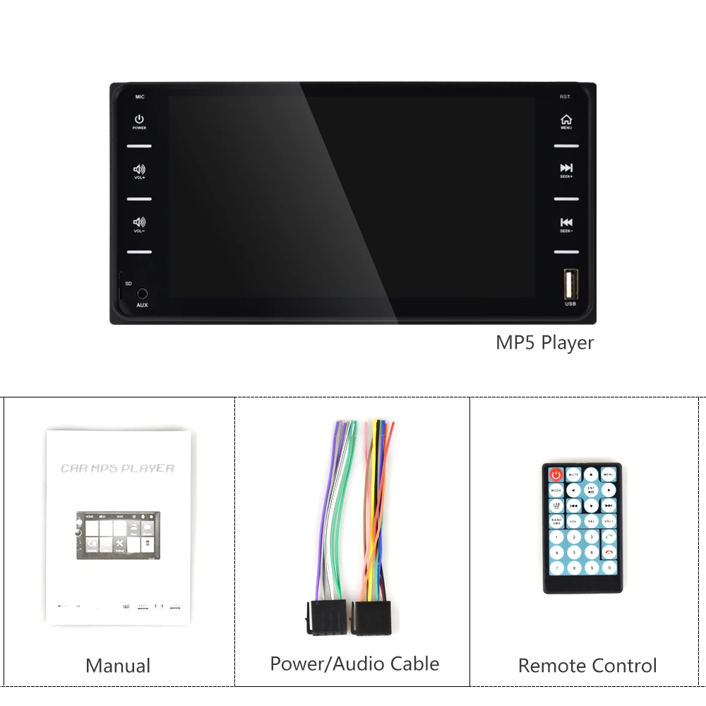 Автомагнитола Podofo мультимедийный MP5 плеер на Android/IOS с 7 &quotэкраном Bluetooth камерой
