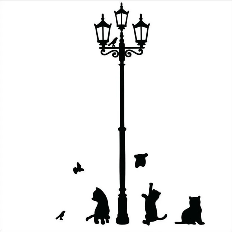 

2022NEW Creative DIY Popular Ancient Lamp Cats and Birds Wall Sticker cartoon Wall Mural Home Decor Room Kids Decals Wallpaper