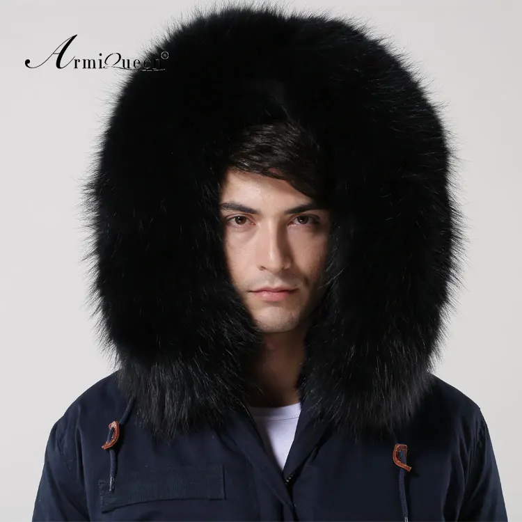 Dark blue outside with black faux fur lining jacket for gentleman Winter Parka in man's Parkas | Мужская одежда