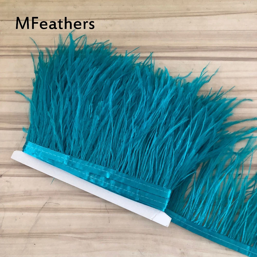 

8-10cm&10-15cm Teal Blue Ostrich Feather trims fringes Fashion Feather belts Lace scarfs for wedding home cloth decorations