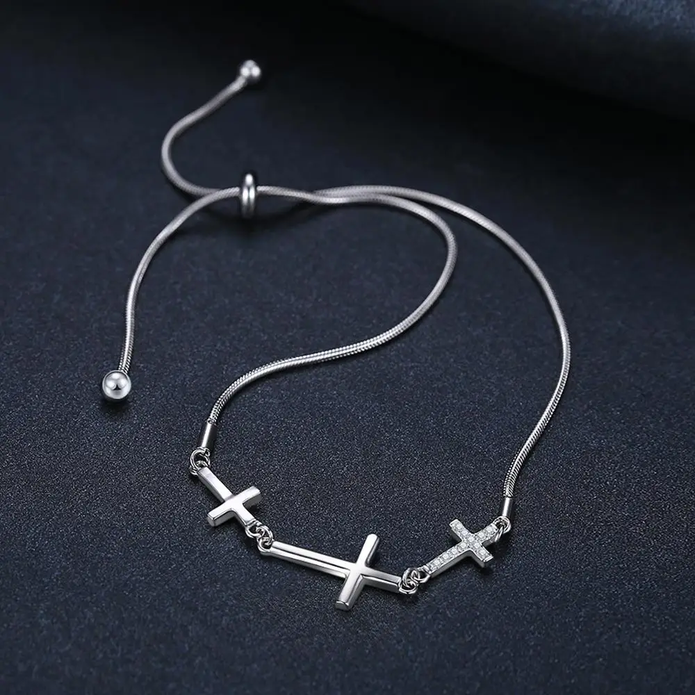 JewelryPalace кубического циркония три креста регулируемый браслет 925 пробы Серебряная