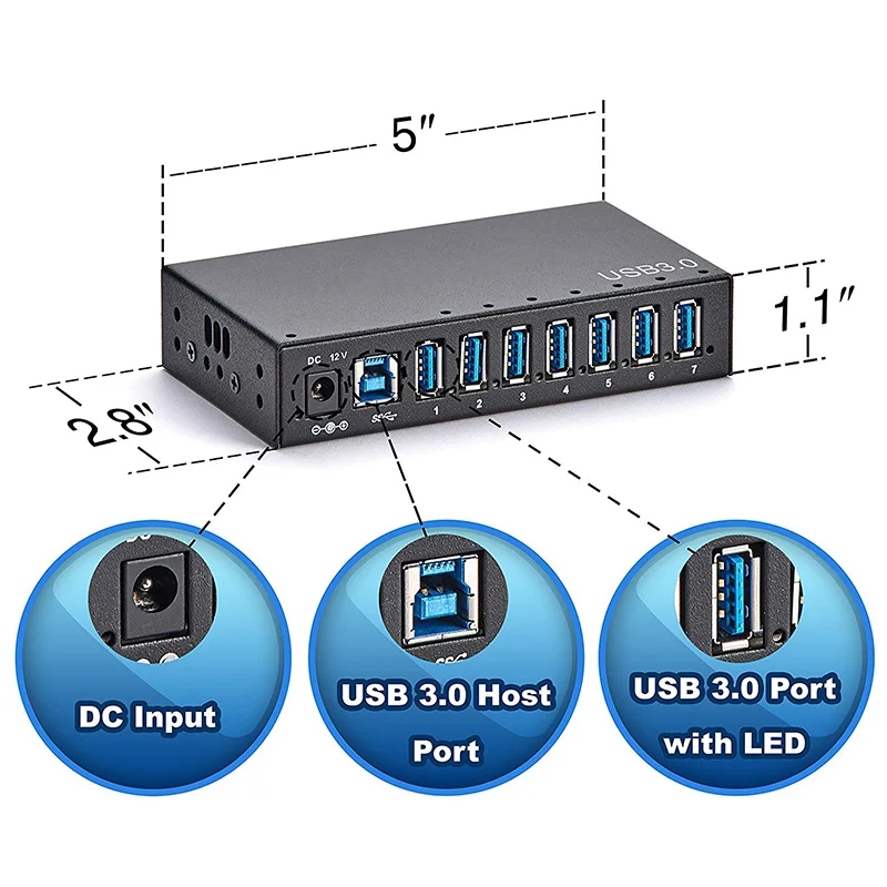 Новый USB концентратор Sipolar 3 0 с адаптером питания алюминиевый 7 портовый для