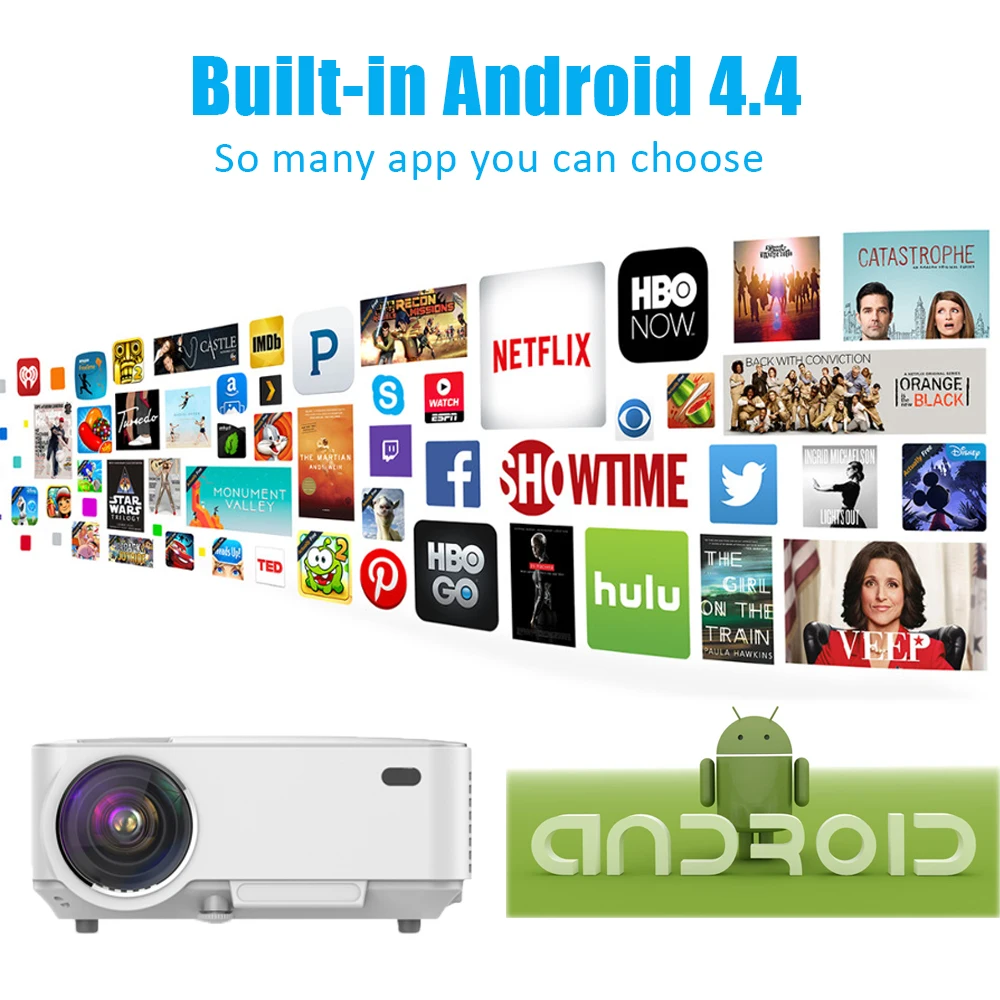 Проектор Wi Fi светодиодный мини Projecto ЖК дисплей Android 4.4 Bluetooth R Дисплей 120 ''для