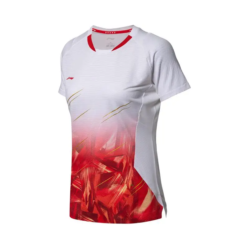 Li-Ning, женская футболка для бадминтона, дышащая, на сухой подкладке сборной, для соревнований, спортивные футболки, топы, футболка, AAYN104 COND18 - Цвет: AAYN104-2H
