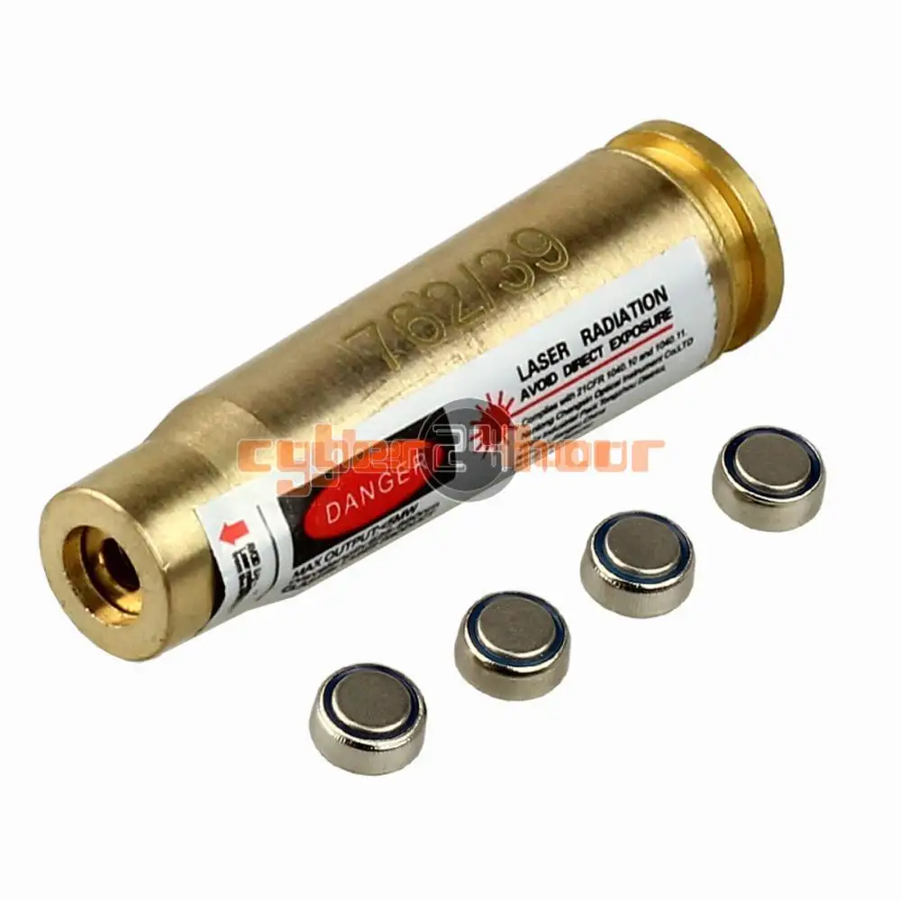 VERY100 NEW CAL 7.62 x 39 Red Laser Pointer Cartridge Bore Sight Boresighter Brass Sighting Caliber for Hunting Free Shipping | Спорт и