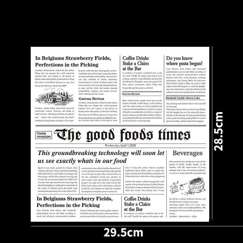 a1-Newspaper 700 шт маслостойкая Восковая бумага для обертки пищевых продуктов, бумага для бутербродов, бутербродов, бургеров, фри, инструменты для выпечки, фаст-фуд, индивидуальные поставки - Цвет: a1-Newspaper
