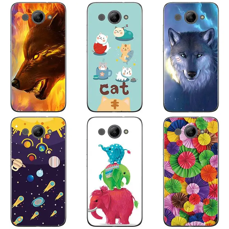 Soft Silicon phone case cover For Huawei Y3 2017 shell Colorful printing design Painted TPU Flower |