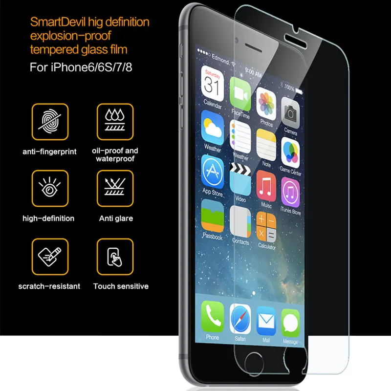 Защитное стекло SmartDevil закаленное 0 33 мм для apple iphone 6 6s 7 8 2.5D|Защитные стёкла и
