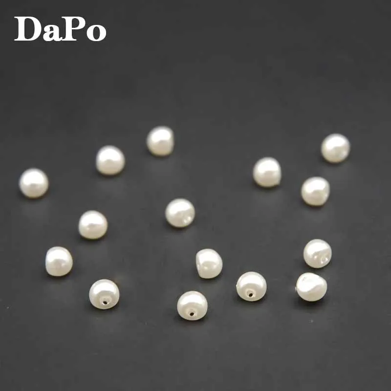Белые имитационные жемчужные пуговицы из пластика с боковым отверстием для одежды, материал декоративных аксессуаров, 6 мм, 200 шт., бесплатная доставка.
