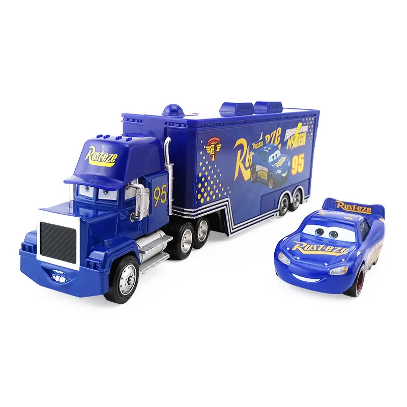

Disney Pixar Cars 3 Mack Truck +Small Car Lightning Mcqueen 1:55 Diecast Metal Alloy And Plastic Modle Car Toys For Children