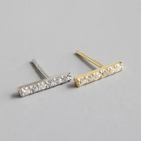 100 s925 sterling silver crystal ear stud geometric love square stud earrings female woman gift silver ornaments