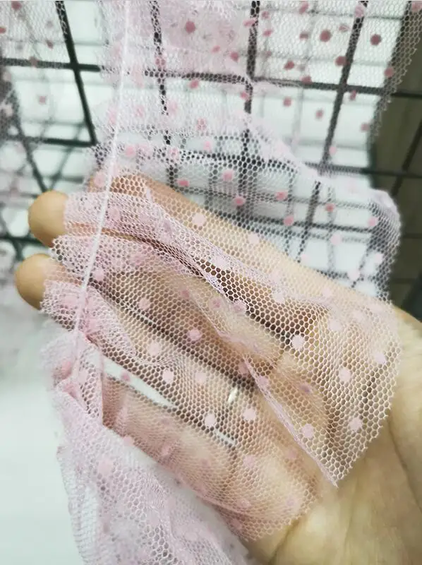 3 Meters Pink Ruffle Lace Mesh Fabric Wave Point Trims for Home Decoration Accessories 9cm | Дом и сад
