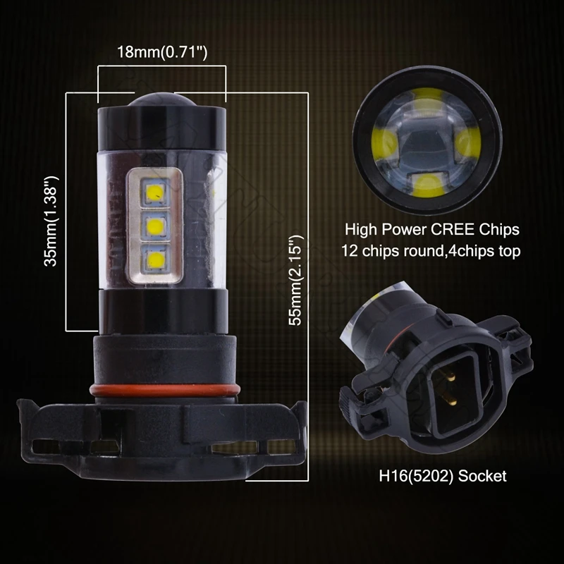 H16 5202 туман свет 80 Вт creechip LED автомобиля Стилизация лампа авто огни 6000 К ксенон