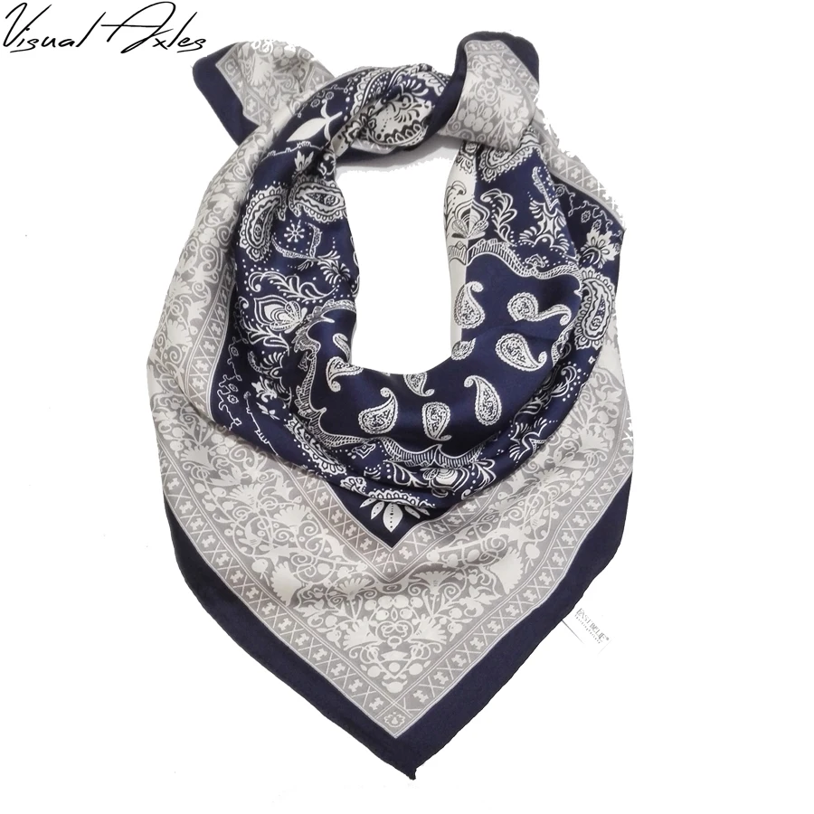 Роскошные брендовые Модные женские маленькие квадратные синие и белые Пейсли