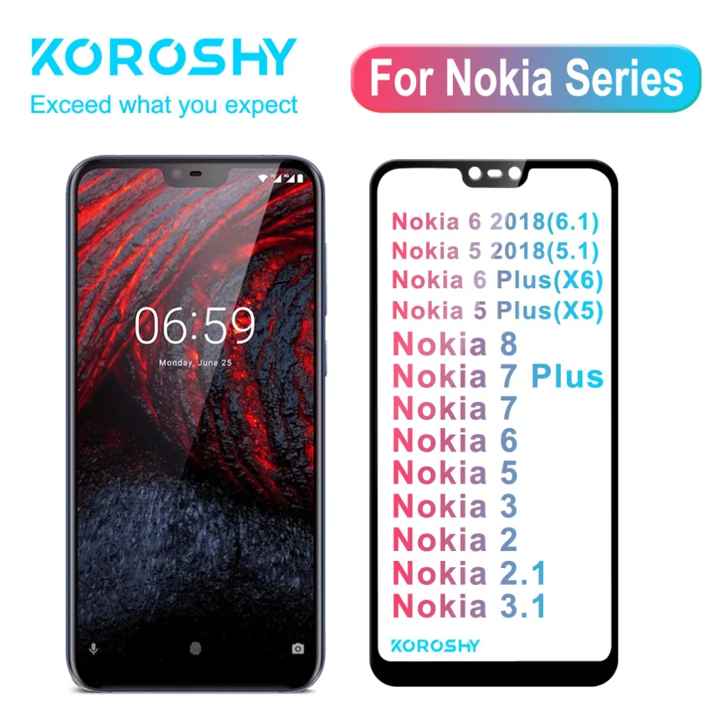 100% товар закаленное стекло 9H для Nokia 2 3 5 6 7 Plus 8 X5 X6 2018 1 2.5D стеклянная