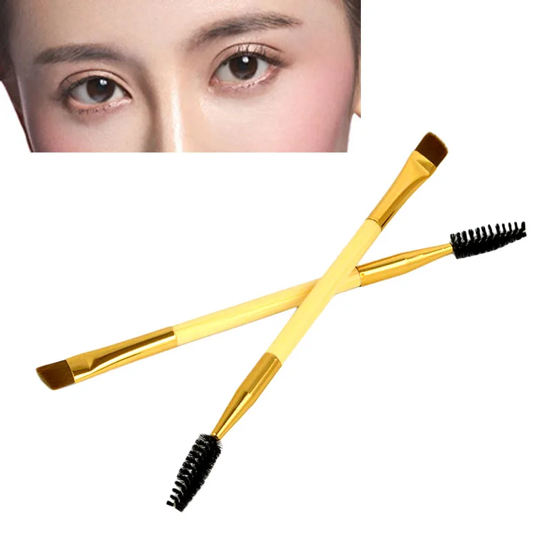 1 шт. высокое качество инструмент макияж бамбук ручку дважды брови кисти + гребень