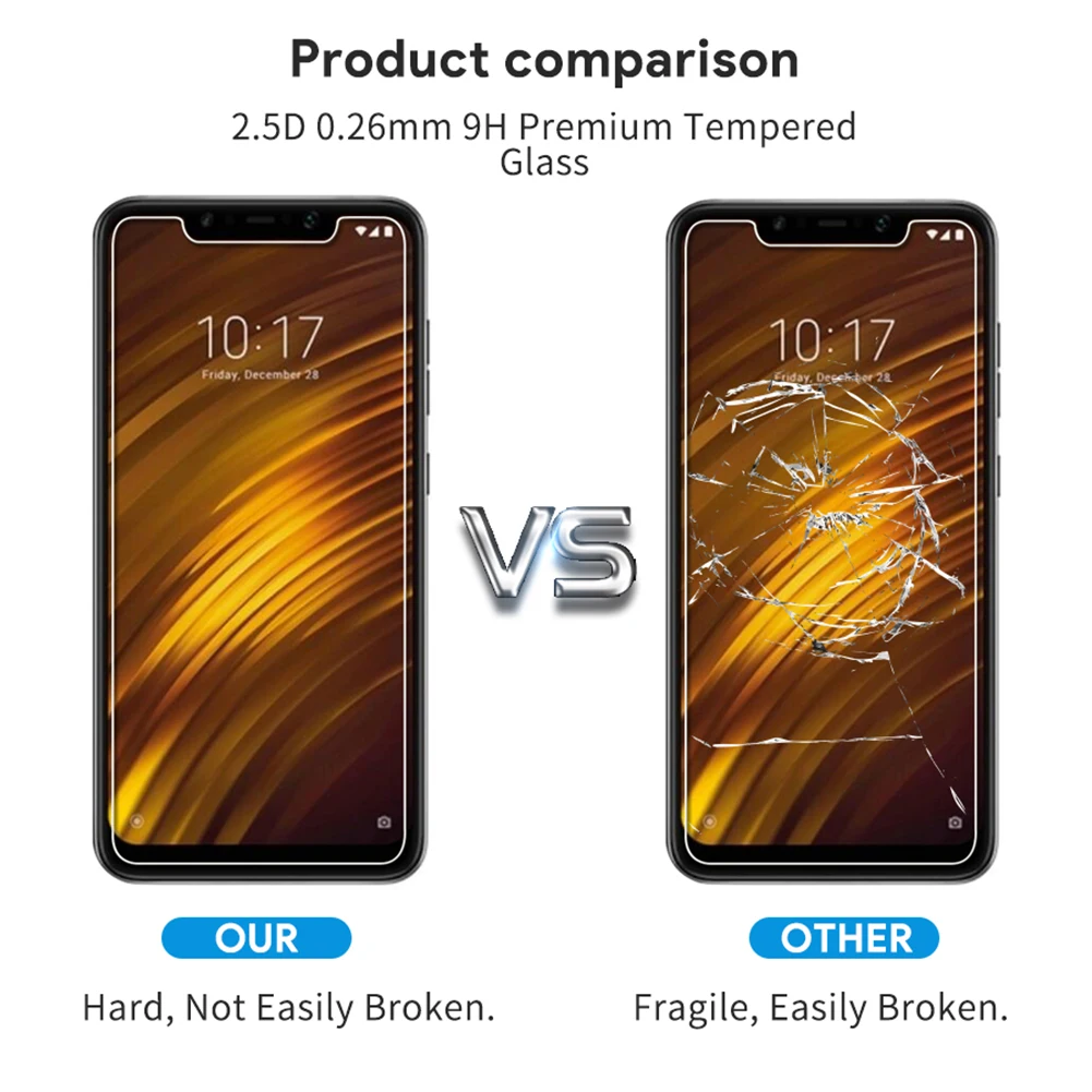 2 шт./лот Экран протектор дляxiaomi Pocophone F1 с уровнем твердости 9 H закаленное Стекло