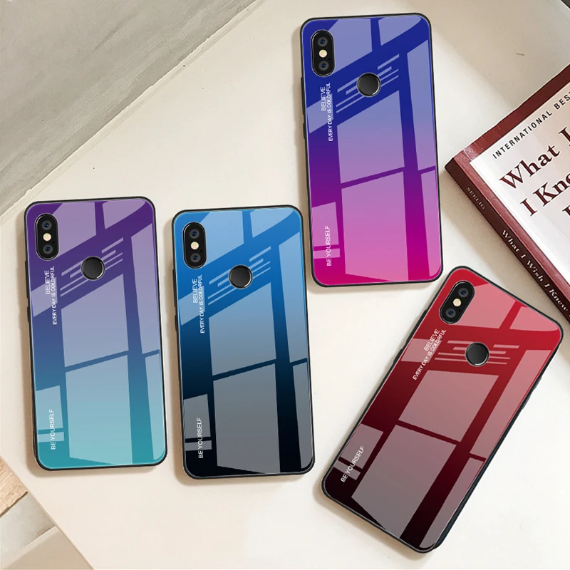 Градиентный чехол из закаленного стекла для телефона Xiaomi Redmi Note 7 Pro 6 5 pro Plus задняя