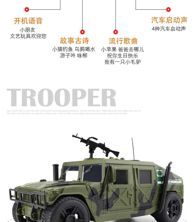 1:16 имитация инерционного военного бронированного автомобиля, пластиковая модель автомобиля, мигающая музыкальная литая под давлением детская игрушка